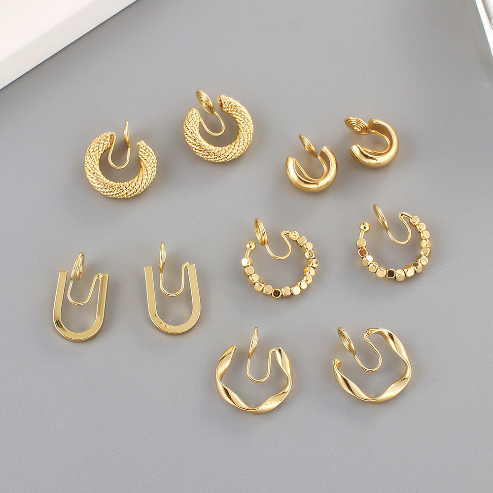 Beaded Cubes Brass Coil Earrings