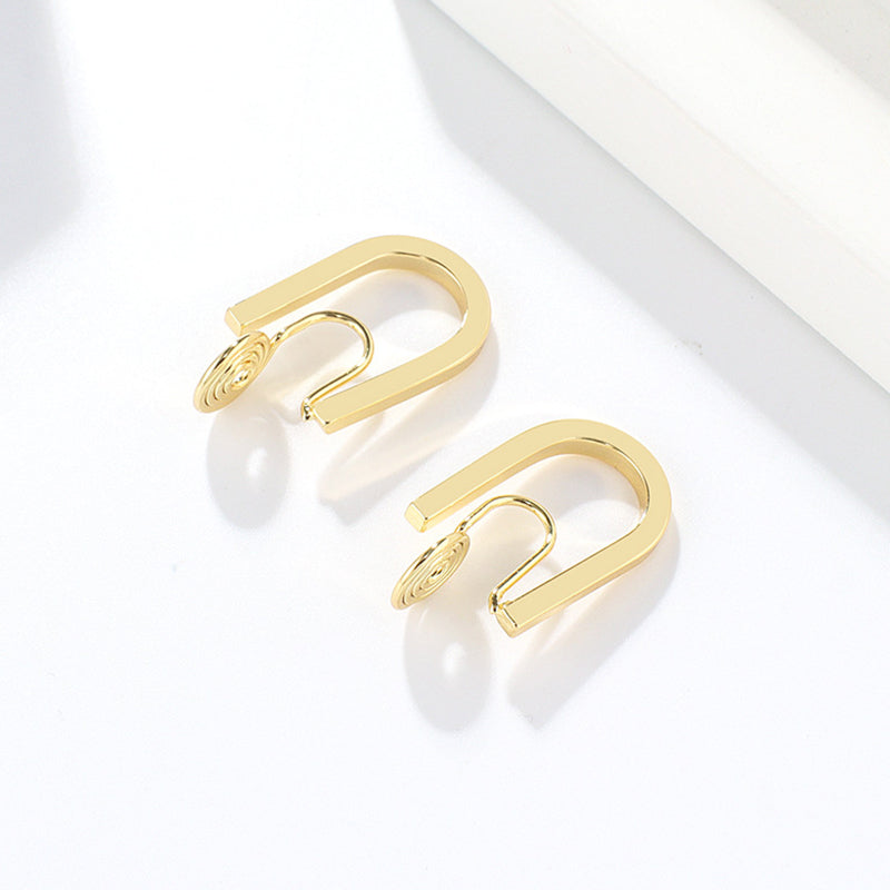 Gold U Shape Brass Coil Earrings