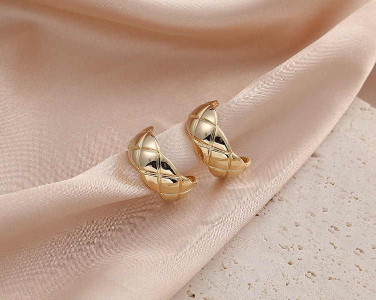 Wide Textured 16k Gold Plating Brass Coil Earrings