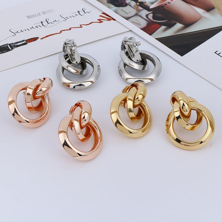 Double Ring Clip On Earrings